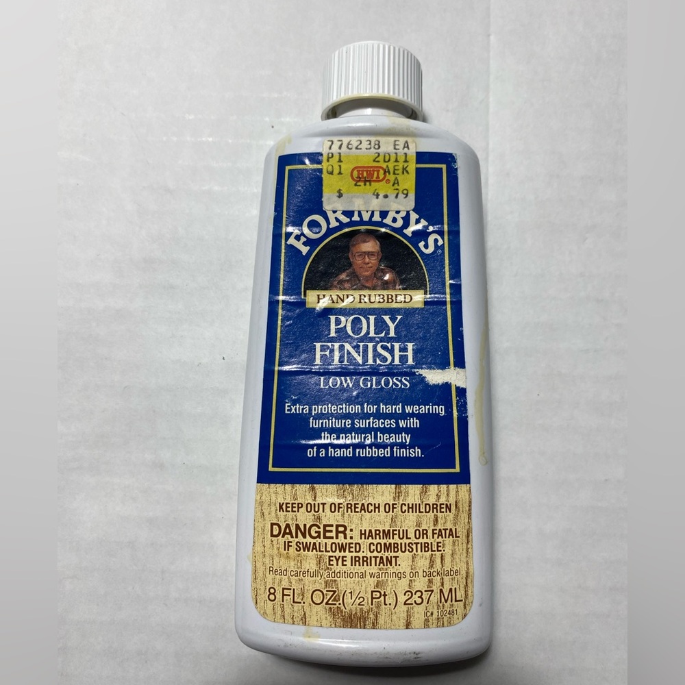 Formby’s hand rubbed Poly Finish low gloss. Discontinued
